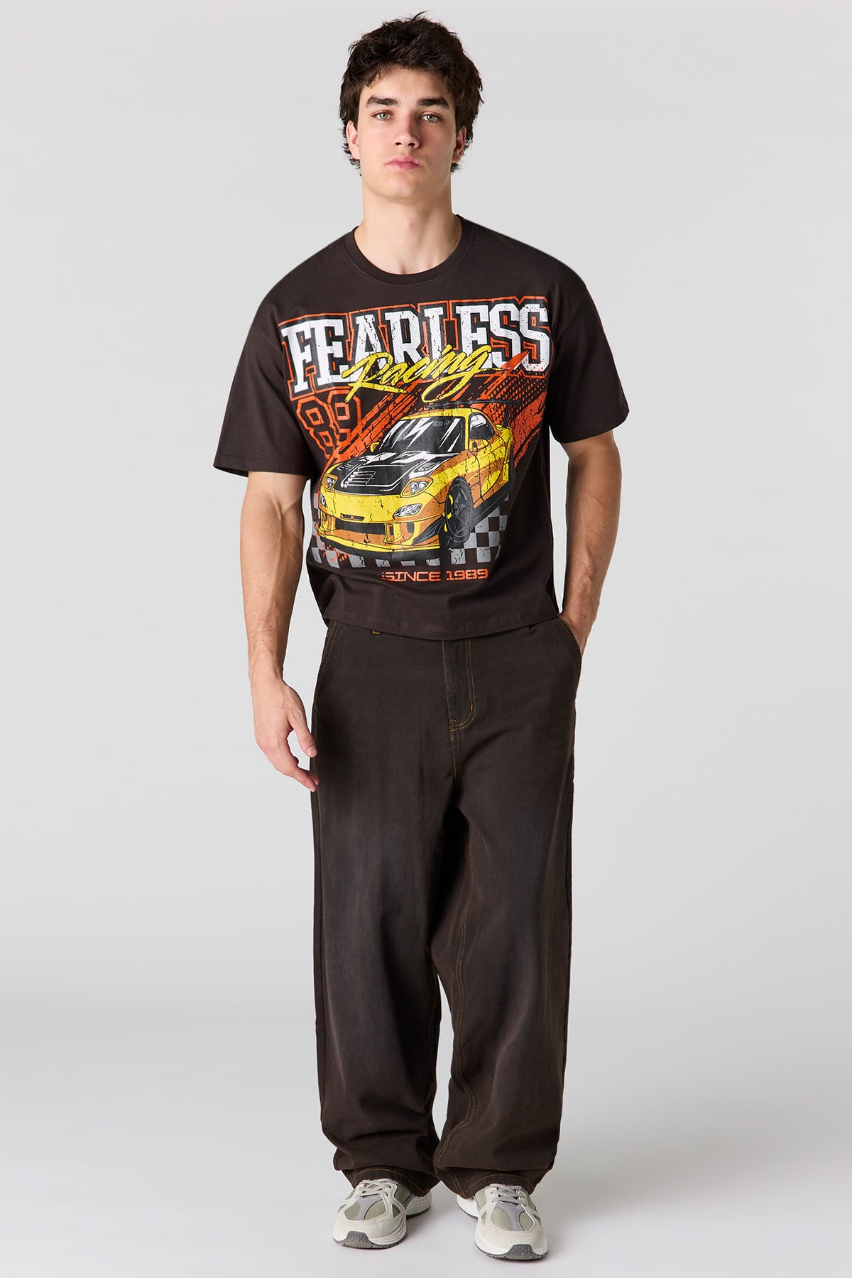 Alt View 3. Fearless Racing Graphic Boxy T-Shirt - Dark Brown