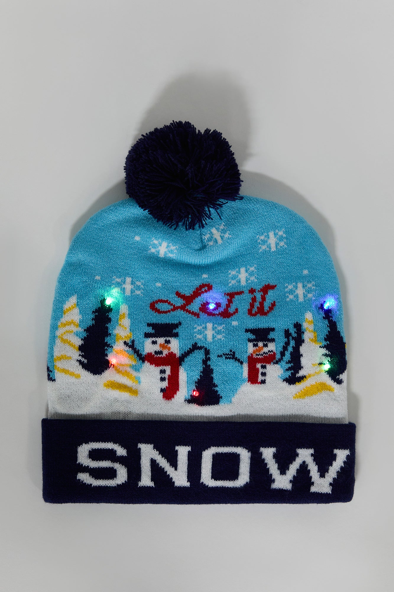 Tuque de Noël à imprimé Let it Snow illuminé