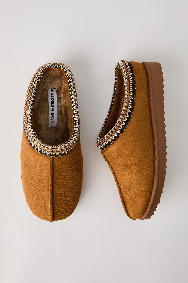 Faux Suede Embroidered Slippers