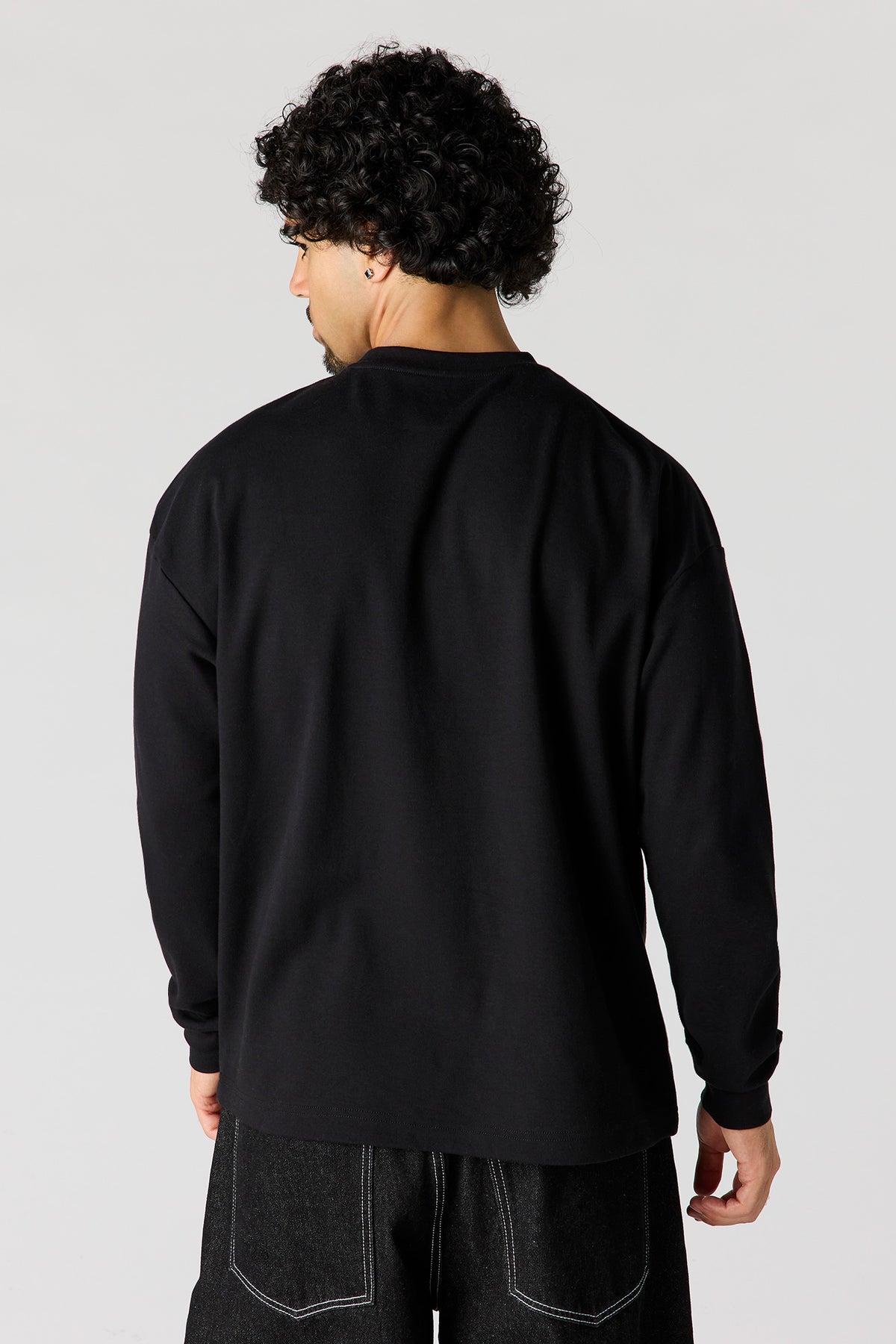 Alt View 5. Oversized Heavyweight Long Sleeve Top - Light Blue