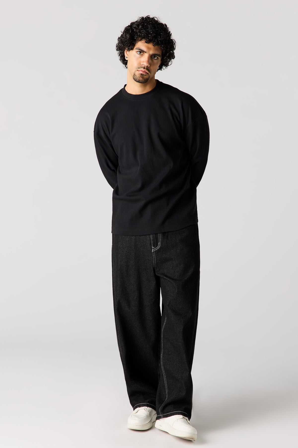 Alt View 6. Oversized Heavyweight Long Sleeve Top - Light Blue