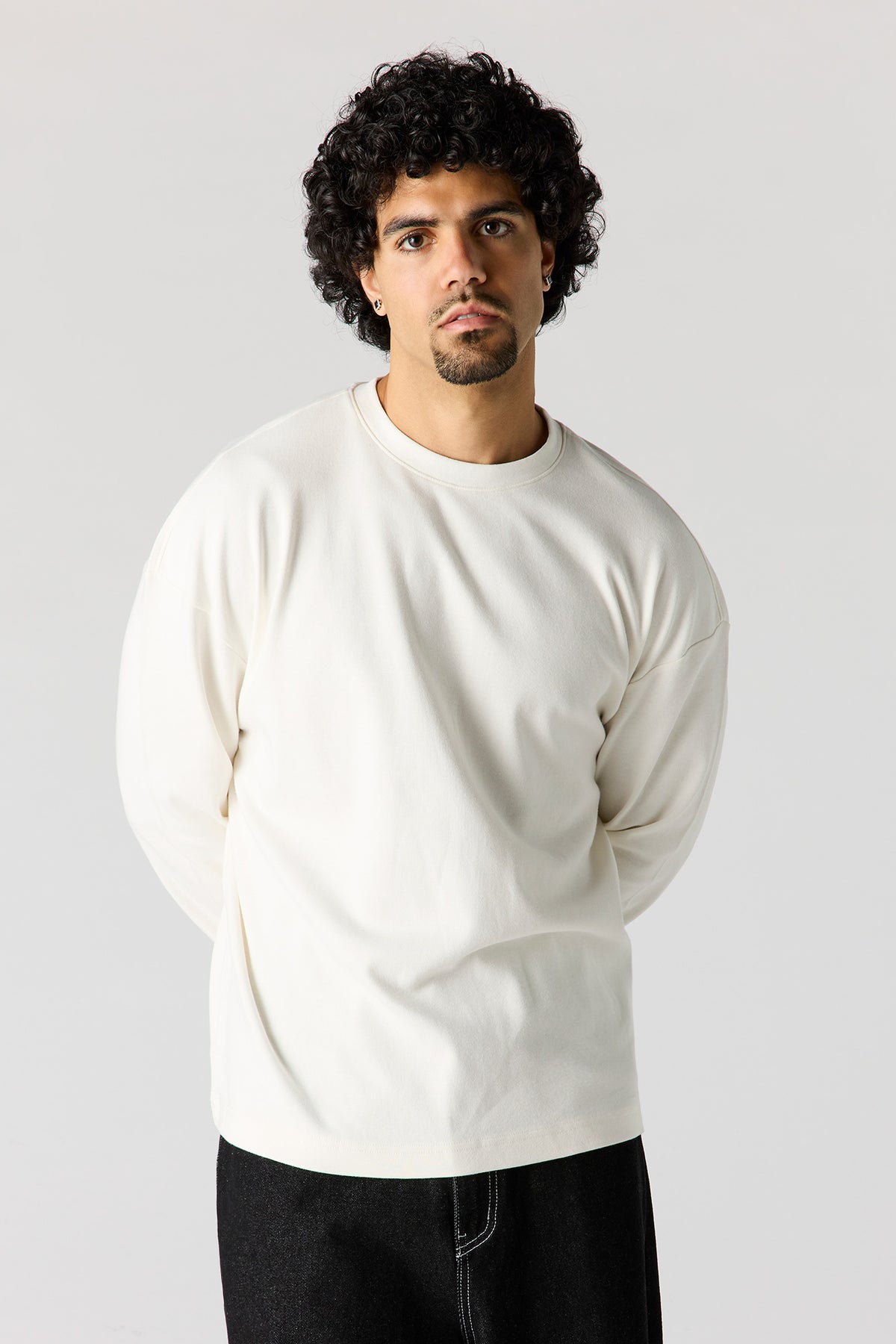 Oversized Heavyweight Long Sleeve Top - White