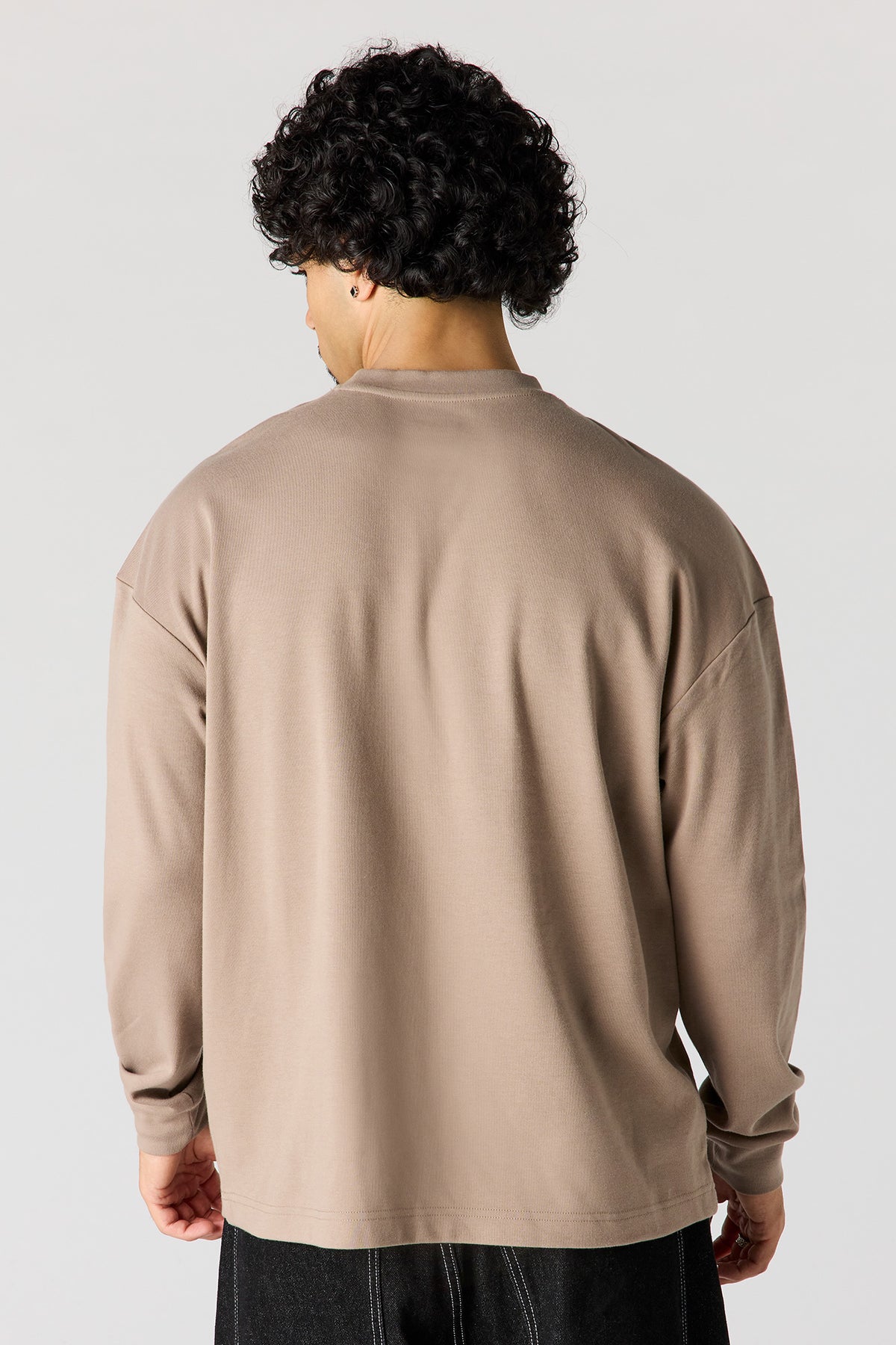 Alt View 2. Oversized Heavyweight Long Sleeve Top - Light Brown
