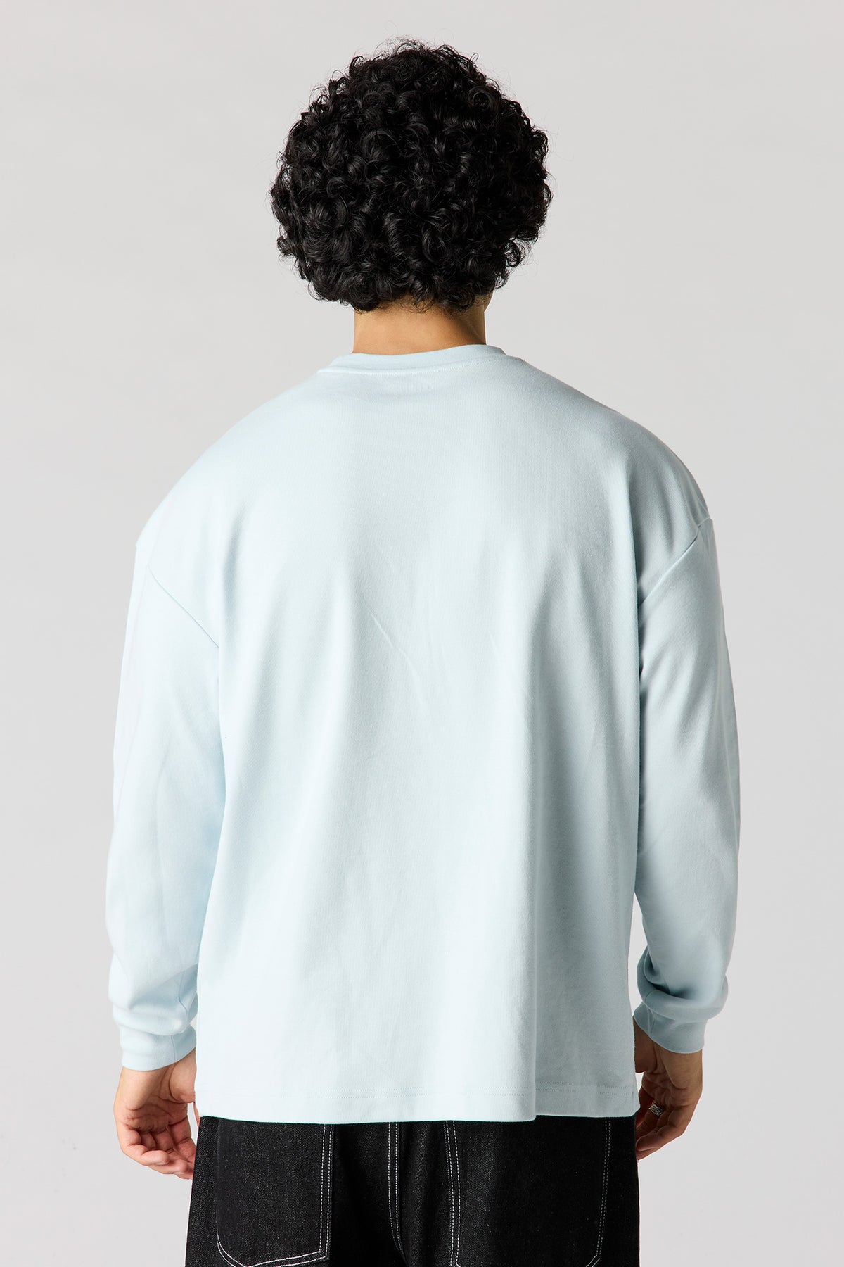 Alt View 2. Oversized Heavyweight Long Sleeve Top - Light Blue