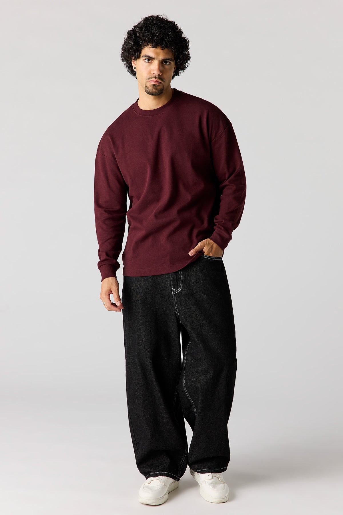 Alt View 18. Oversized Heavyweight Long Sleeve Top - Light Blue