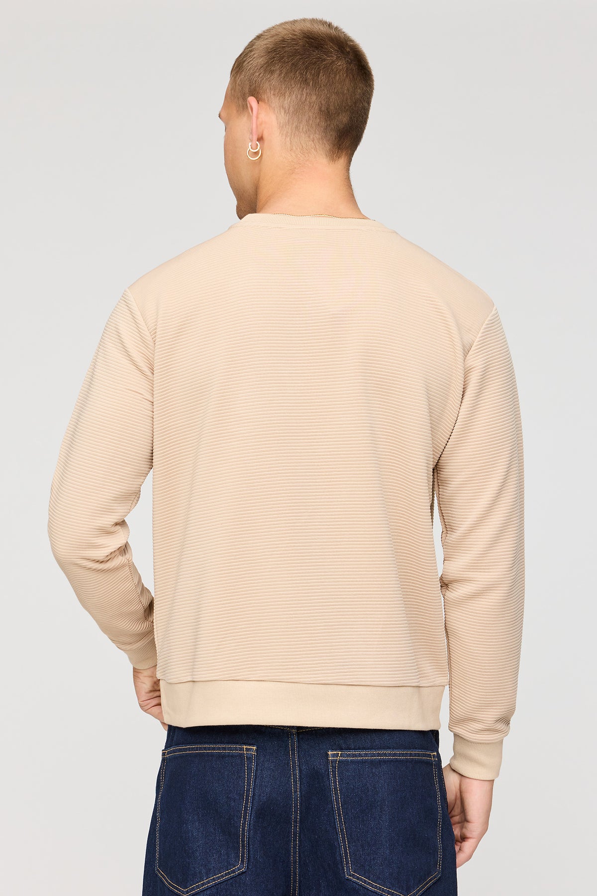 Alt View 2. Ribbed Knit Long Sleeve Top - Natural