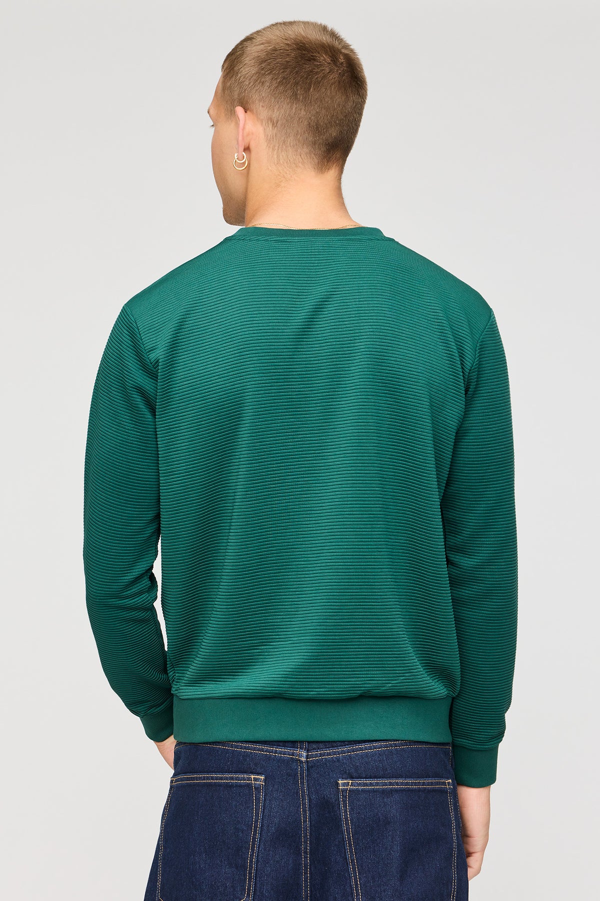 Alt View 2. Ribbed Knit Long Sleeve Top - Hunter Green