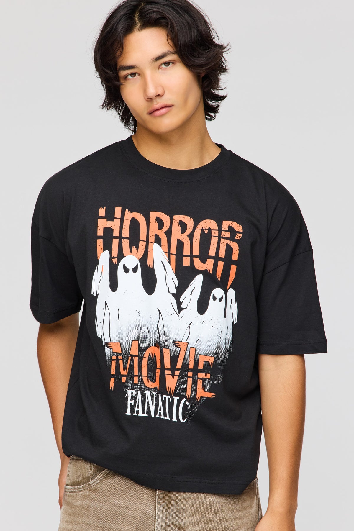T-shirt carré à imprimé Horror Movie 
