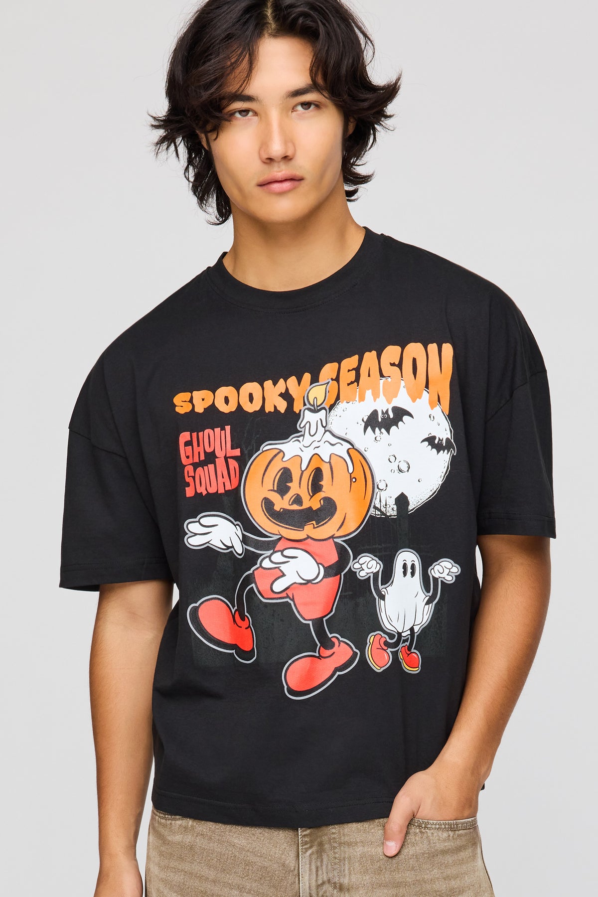 Spooky Season Graphic Boxy T-Shirt - Black