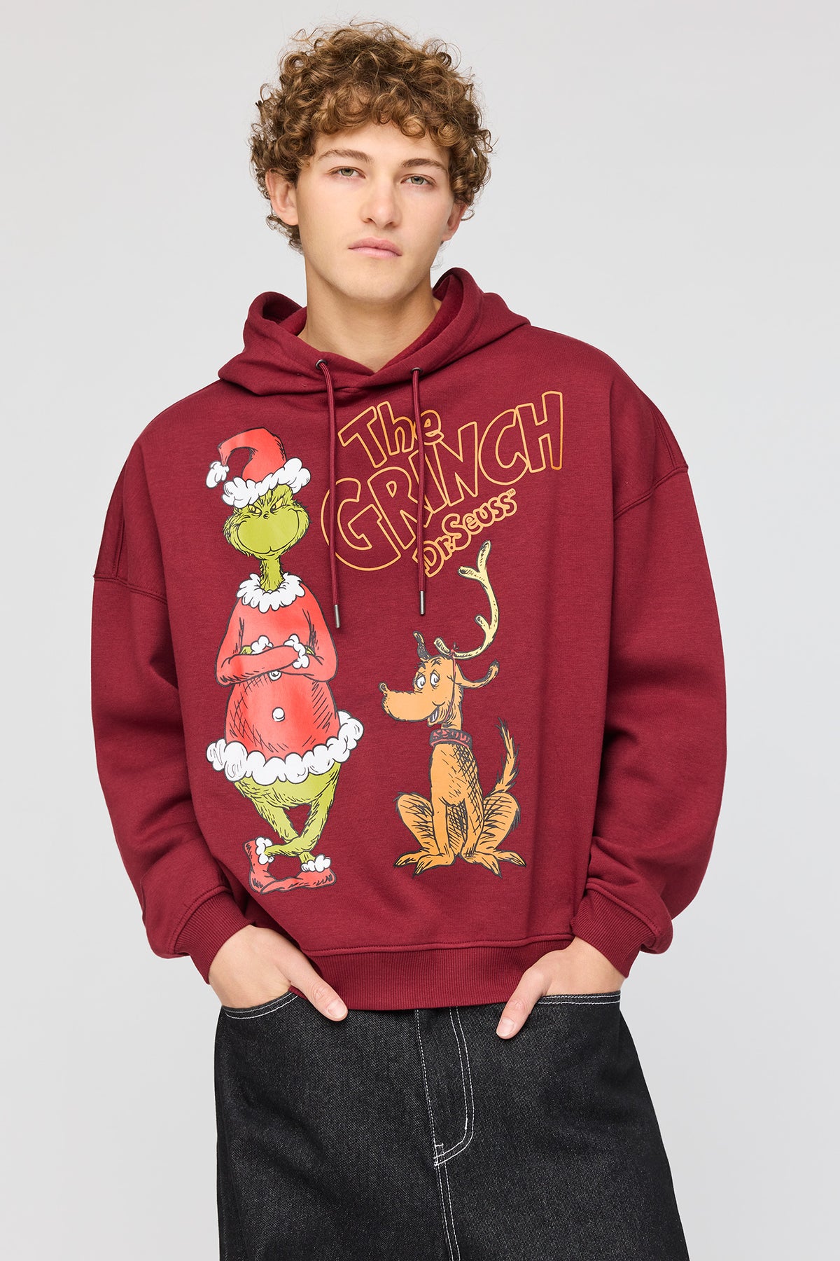 The Grinch Graphic Fleece Hoodie - Red