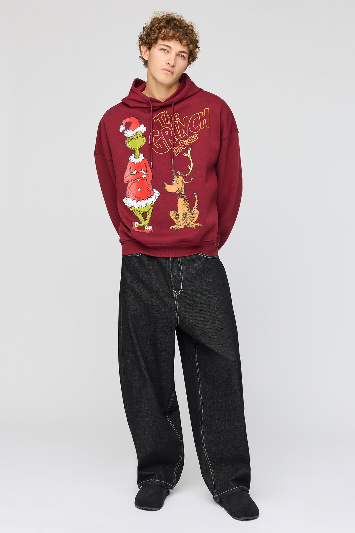 Alt View 3. The Grinch Graphic Fleece Hoodie - Red
