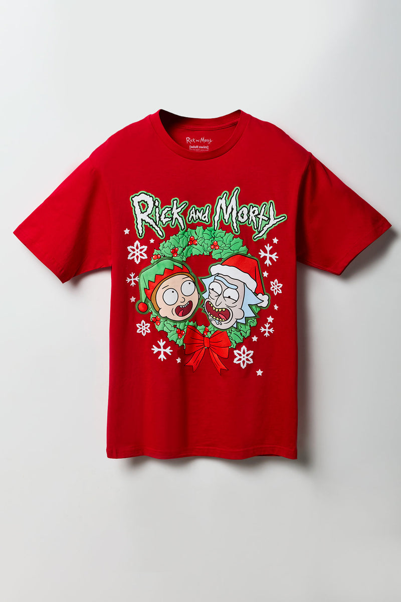 T-shirt de Noël à imprimé Rick & Morty en relief