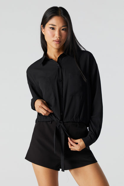 Self Tie Button-Up Top