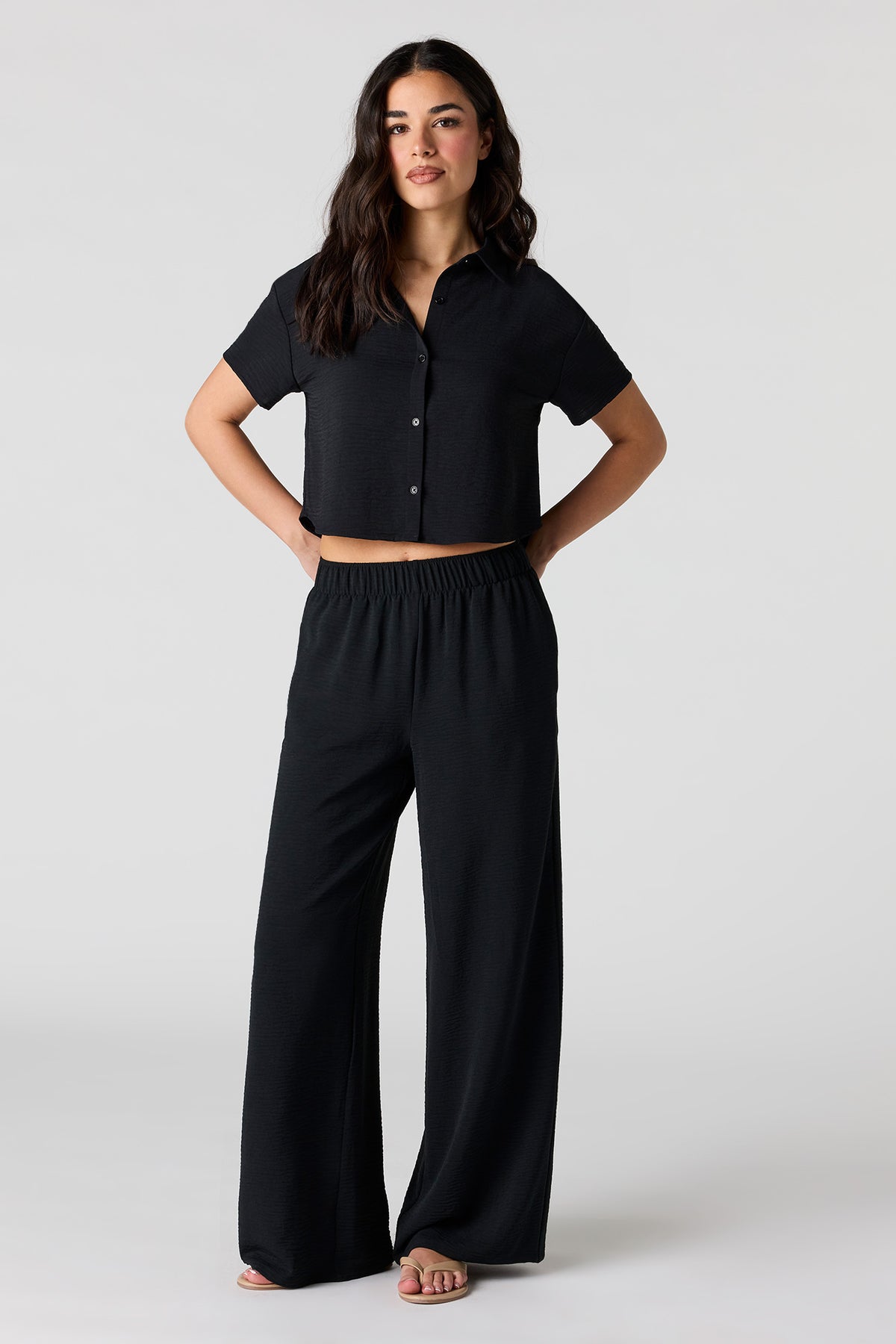 Alt View 3. Flowy Button-Up Top - Black