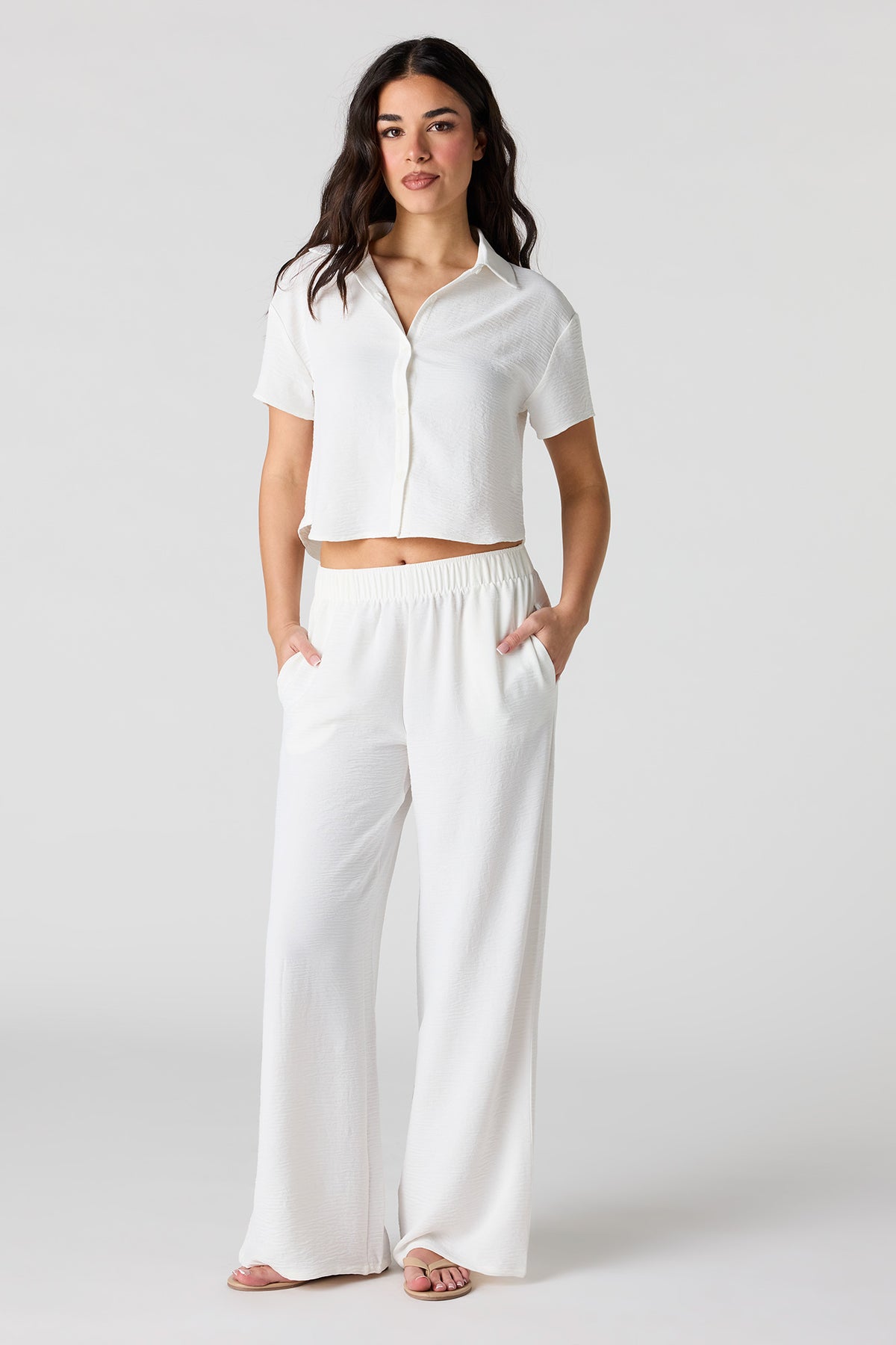 Alt View 3. Flowy Button-Up Top - White