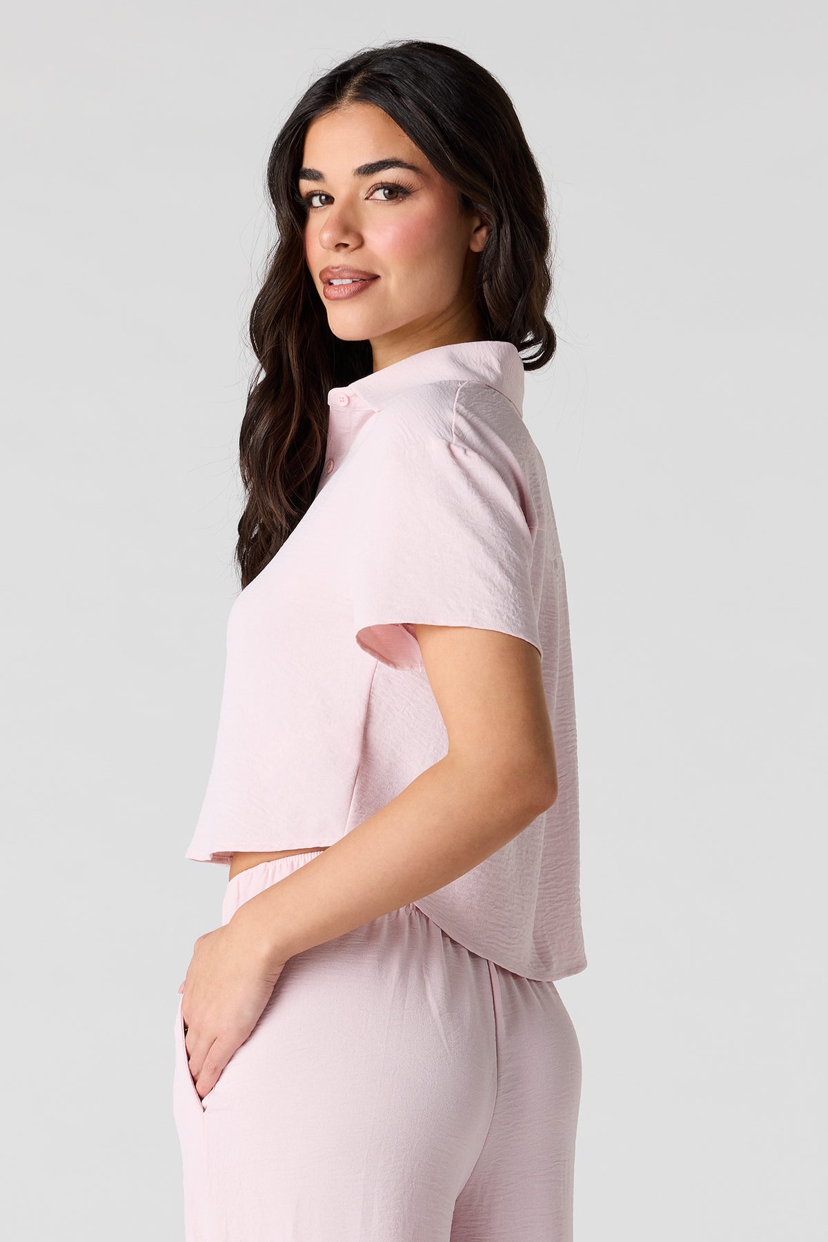 Alt View 2. Flowy Button-Up Top - Pink