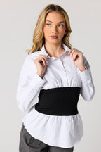 Corset Waist Button-Up Top