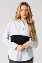 Corset Waist Button-Up Top