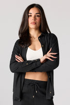 Linen-Blend Button-Up Top