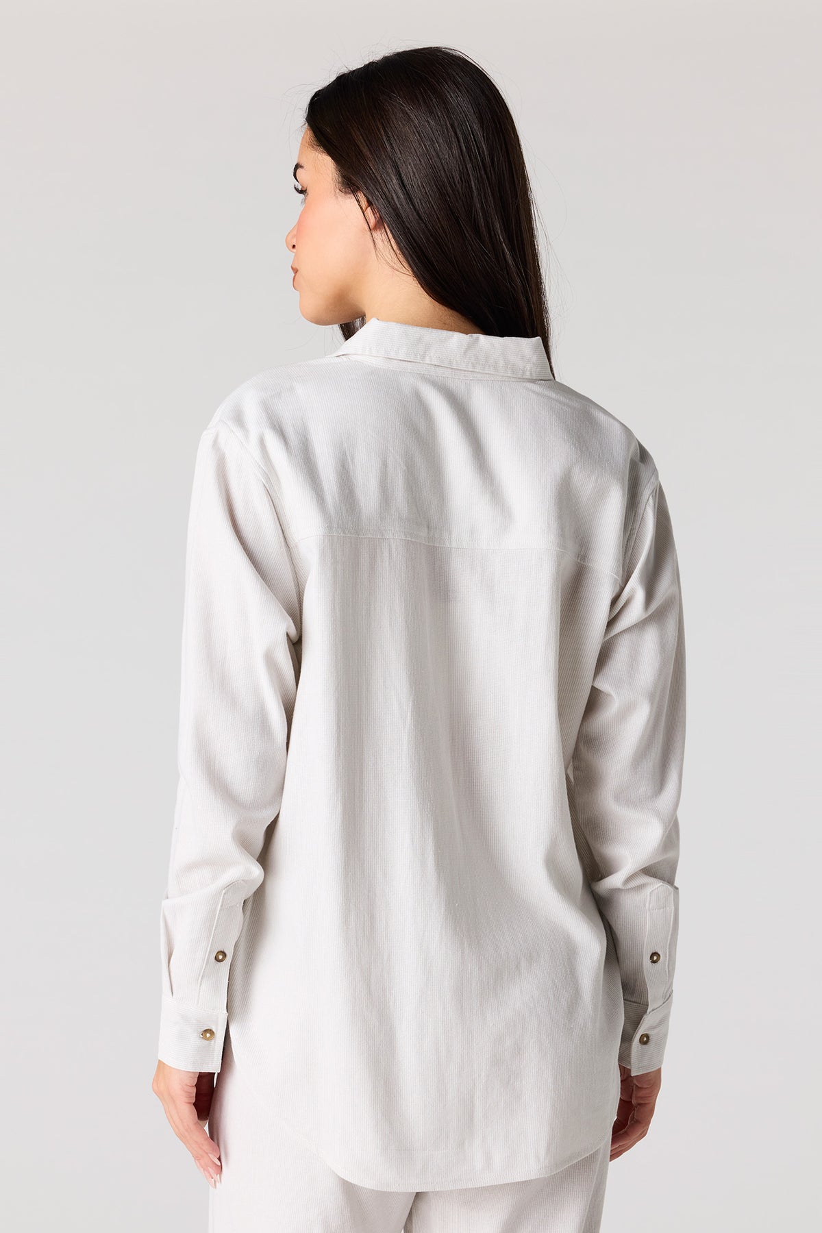 Alt View 2. Linen-Blend Button-Up Top - Off White