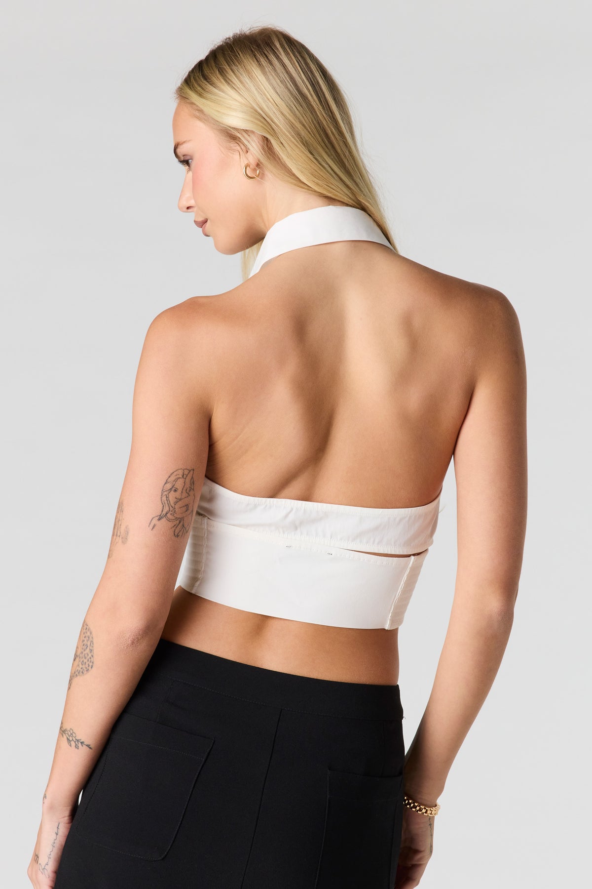 Alt View 2. Button Front Corset Halter Top - White