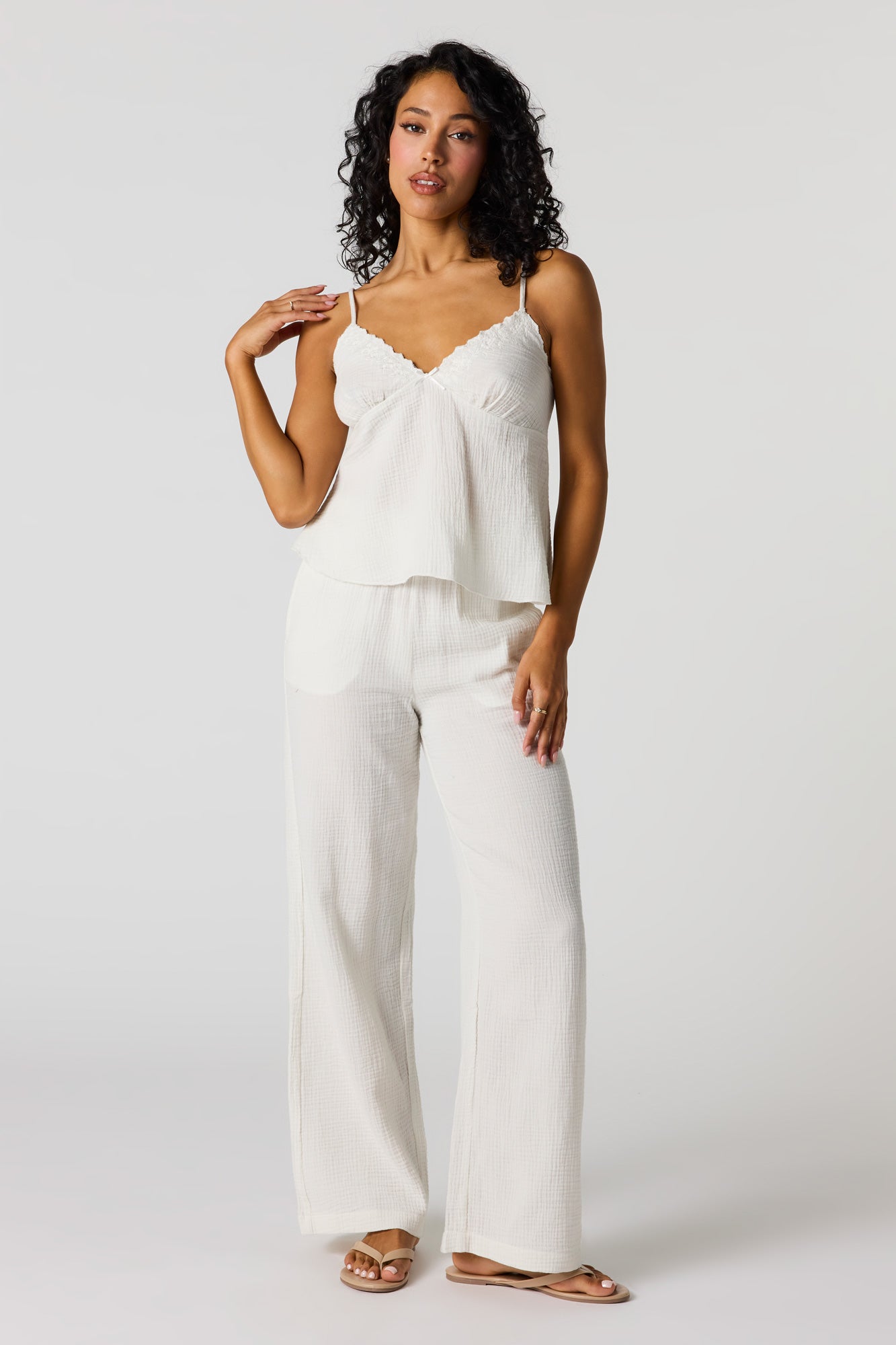 Gauze Lace Trim V-Neck Cami – Urban Planet