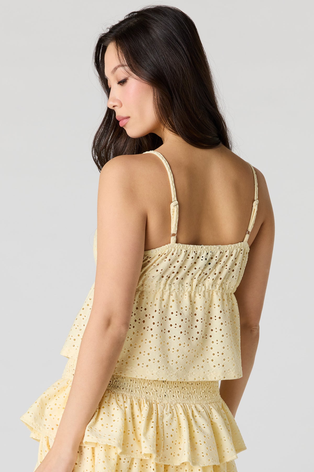 Alt View 2. Eyelet Flyaway Tank - Yellow