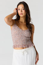 Haut plissé avec ruché et imprimé floral