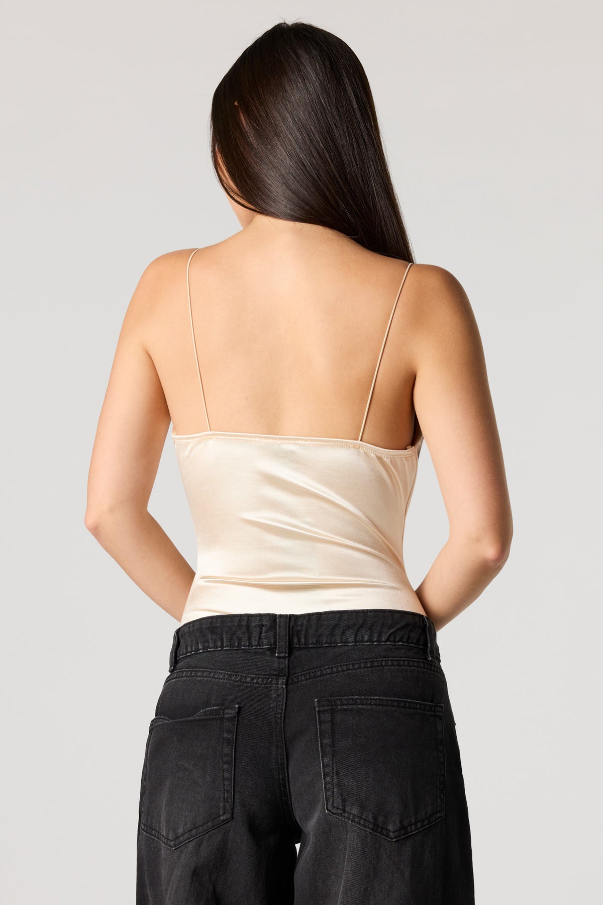 Alt View 2. Satin Cowl Neck Bodysuit - Ivory