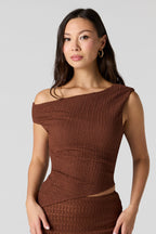 Haut asymétrique texturé à épaule unique