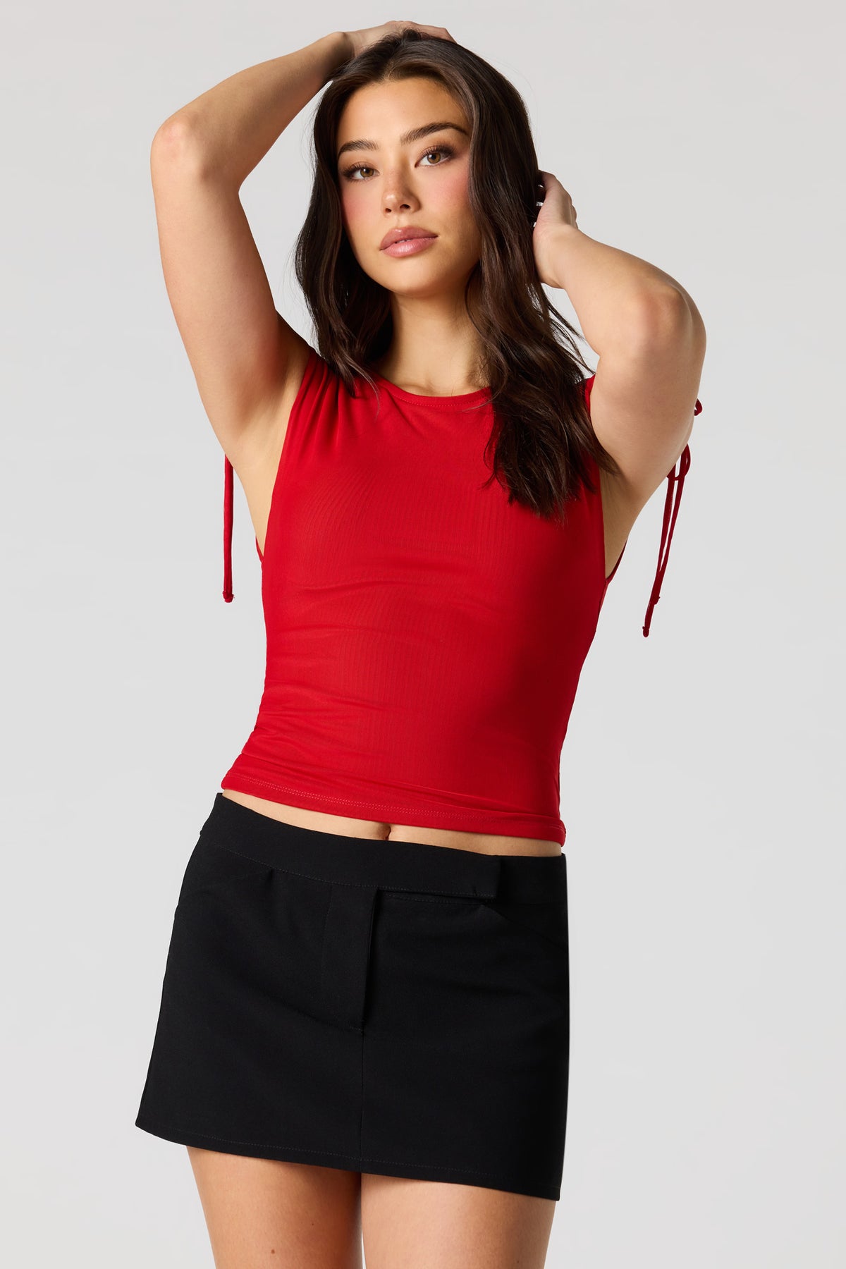 Alt View 14. Mesh Cinched Tie Tank - Blue