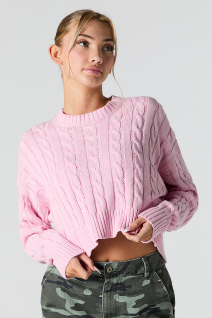 Cable Knit Cropped Sweater