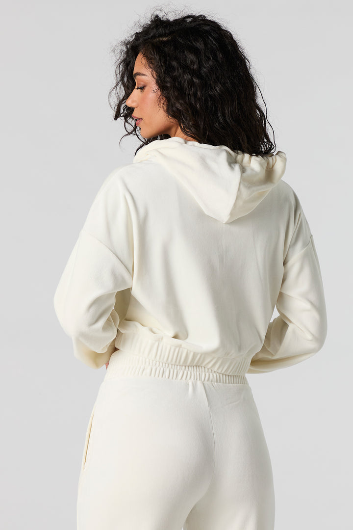 Velour Cropped Zip-Up Hoodie – Urban Planet