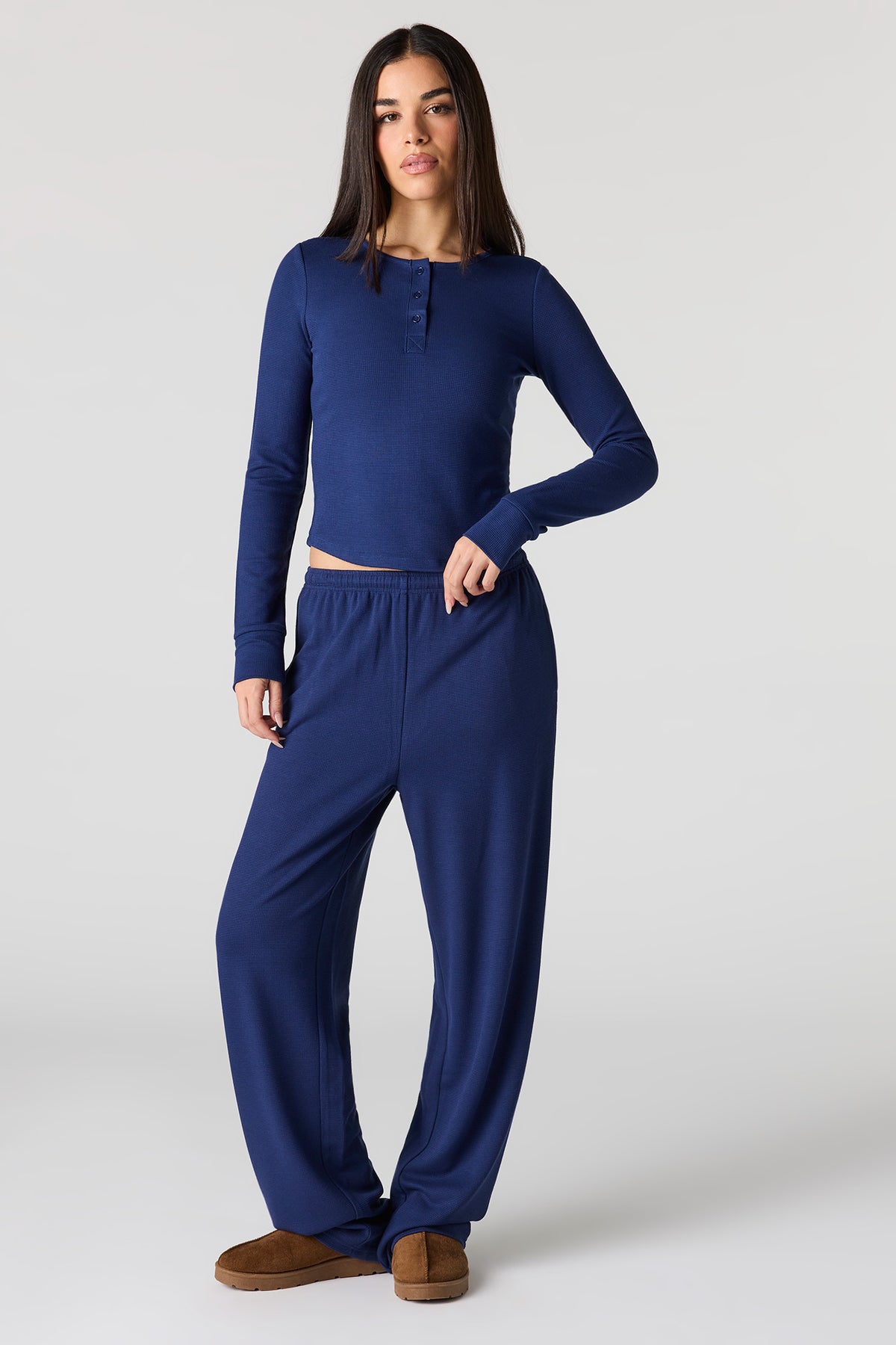 Waffle Knit Pant - Dark Blue