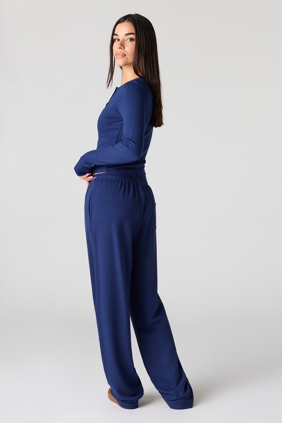 Alt View 3. Waffle Knit Pant - Dark Blue