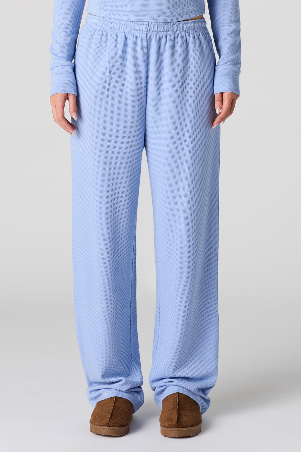 Alt View 2. Waffle Knit Pant - Light Blue