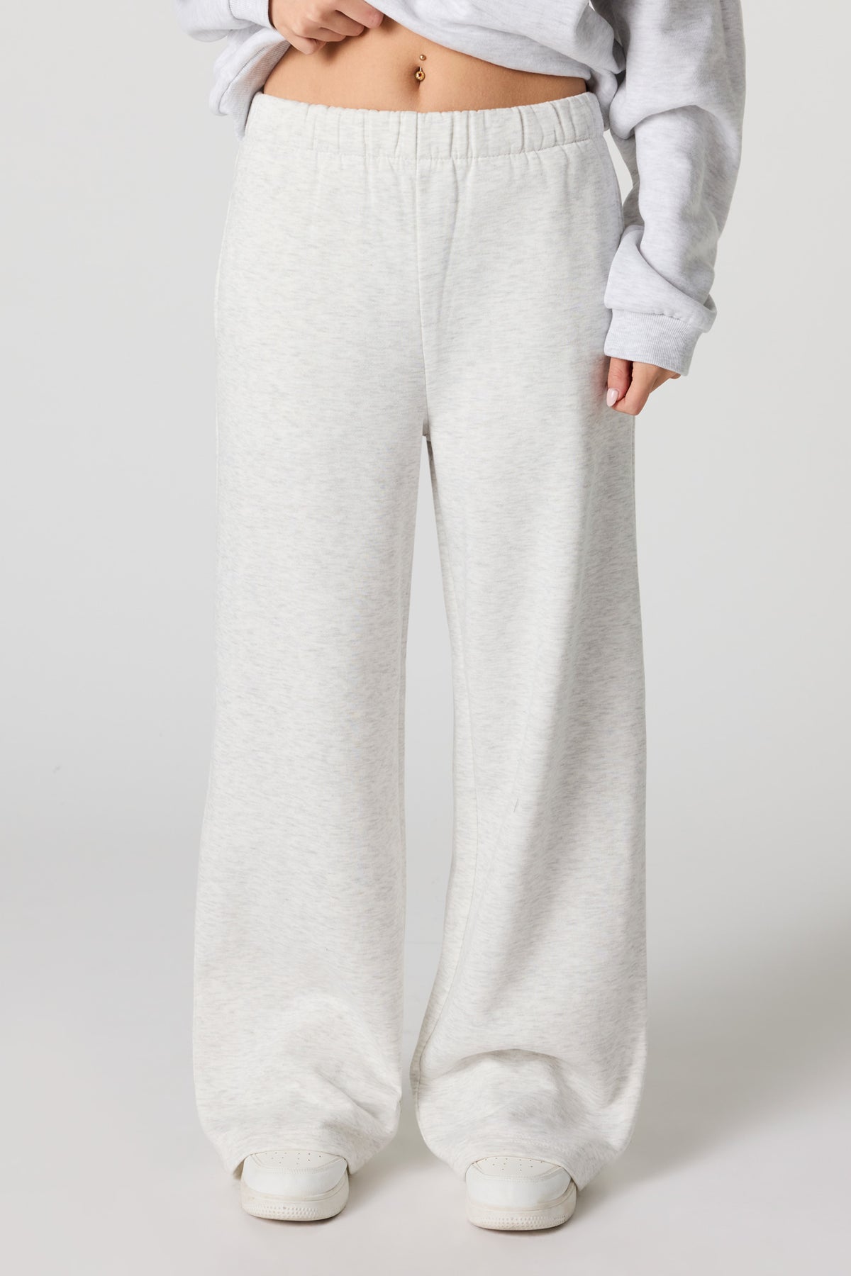 Alt View 2. Wide Leg Fleece Sweatpant - Heather Grey