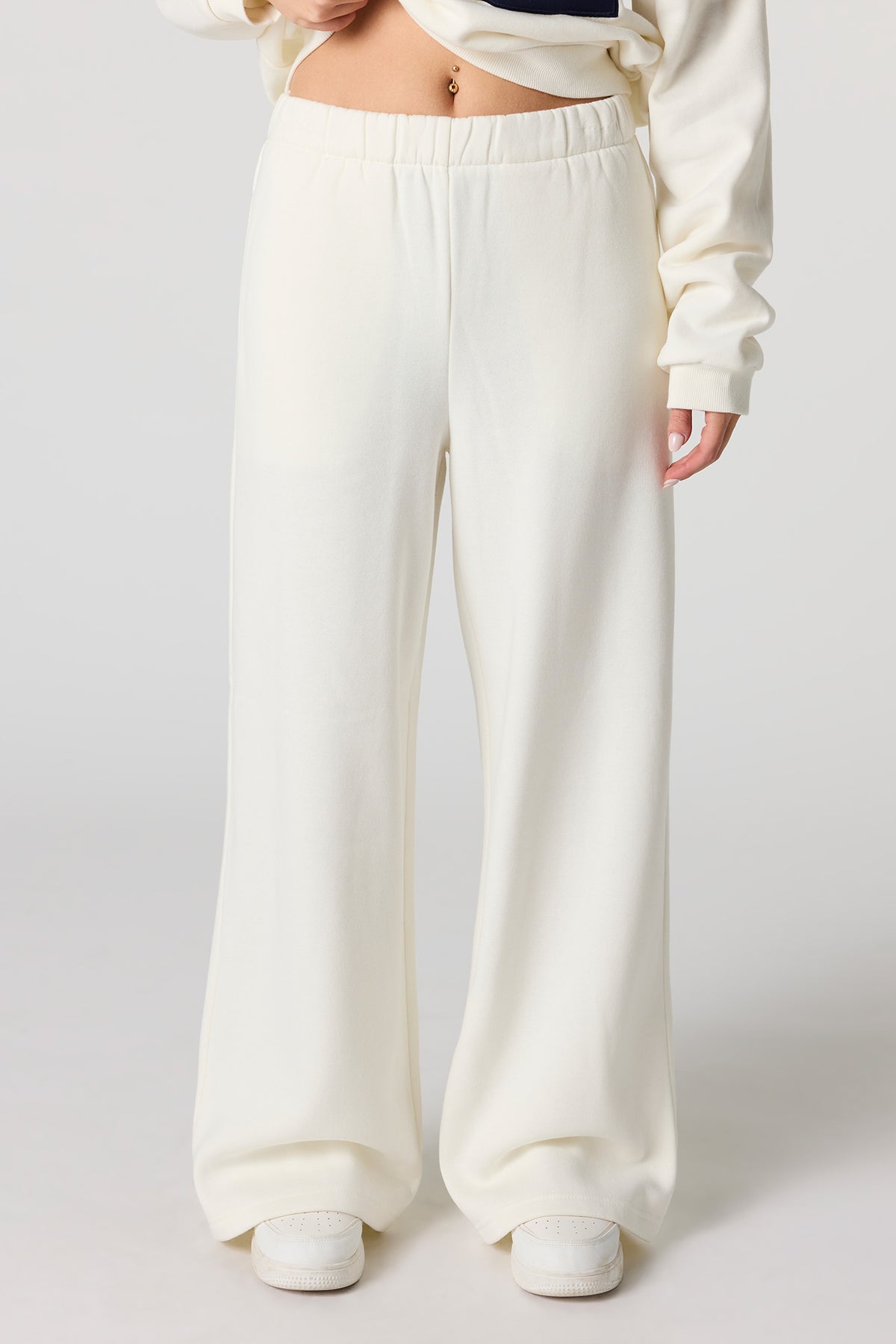 Alt View 2. Wide Leg Fleece Sweatpant - White