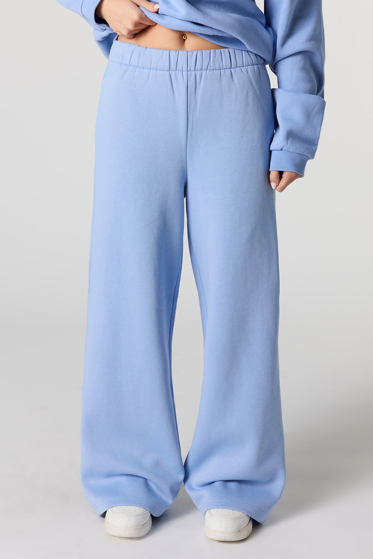 Alt View 2. Wide Leg Fleece Sweatpant - Light Blue
