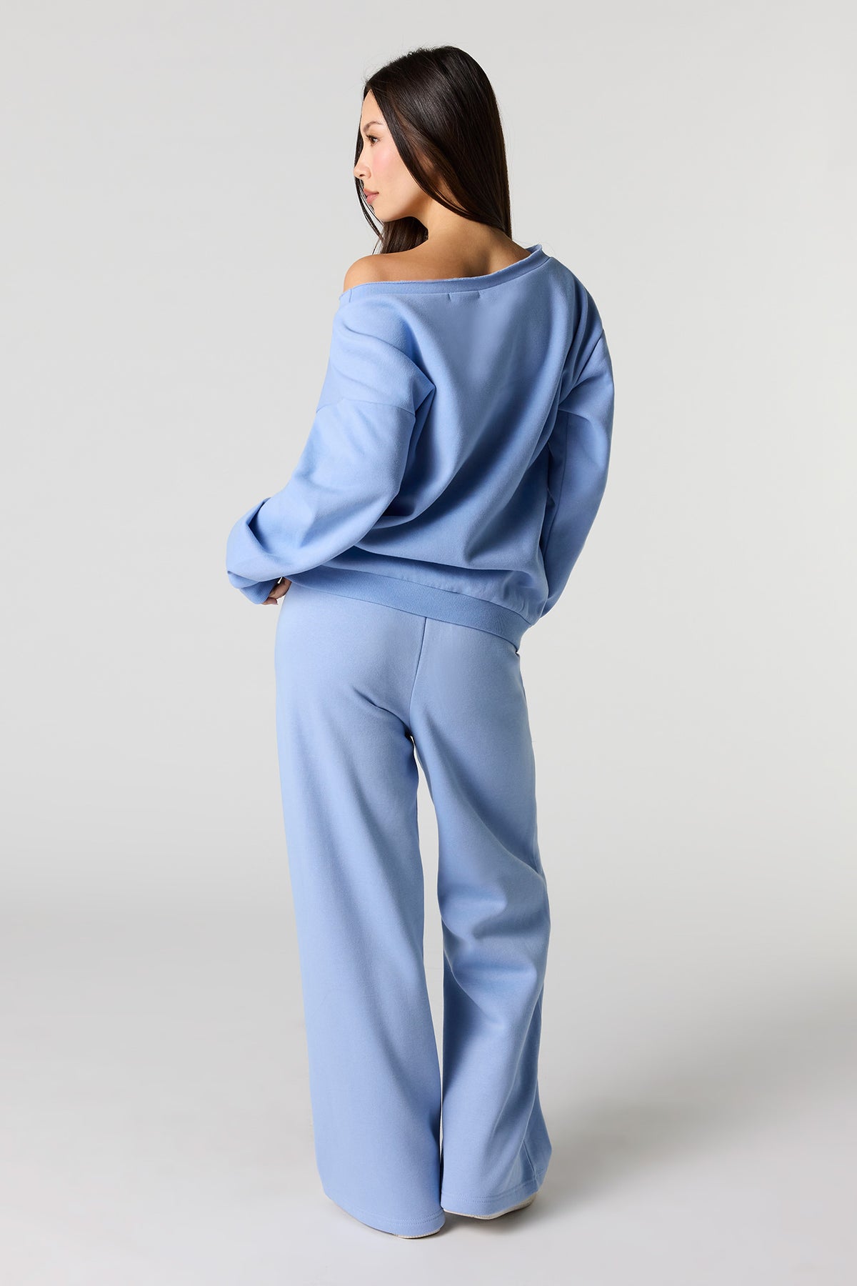 Alt View 3. Wide Leg Fleece Sweatpant - Light Blue