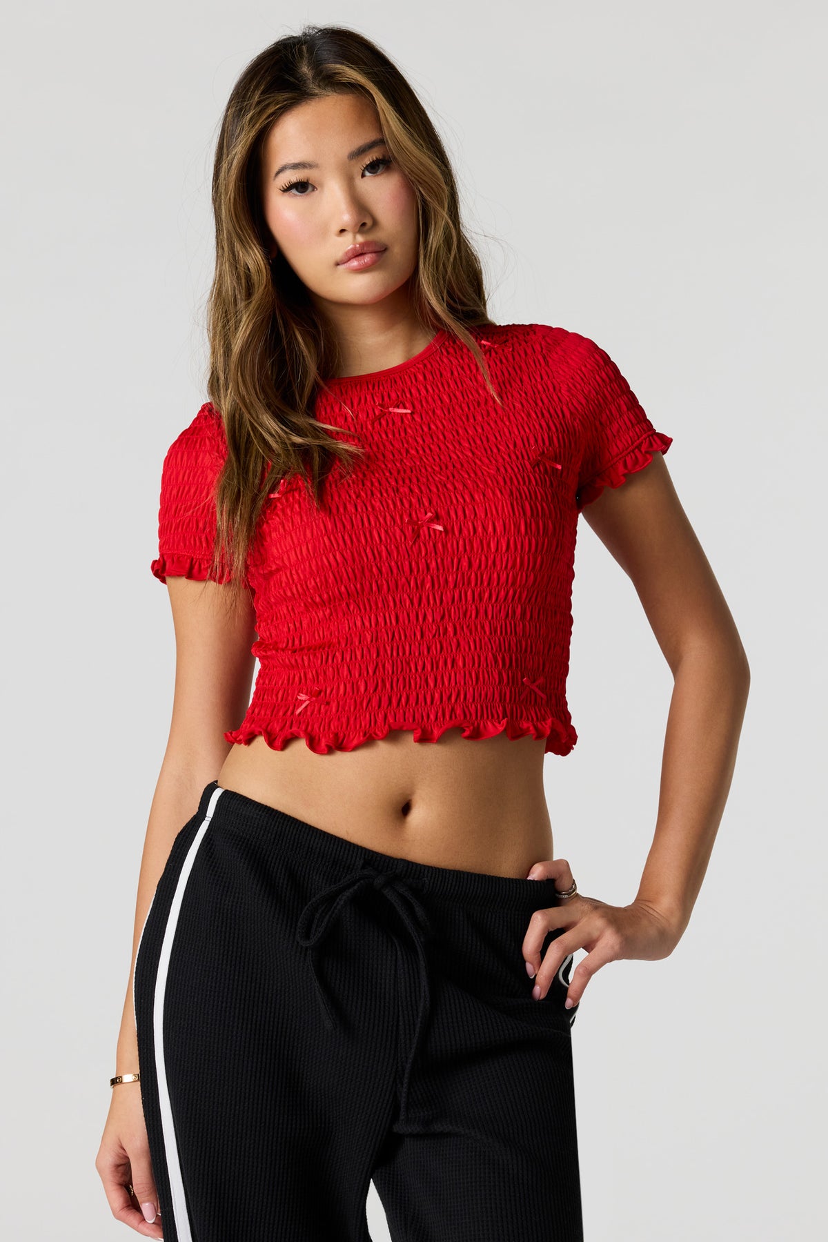 T-shirt smocké avec boucle