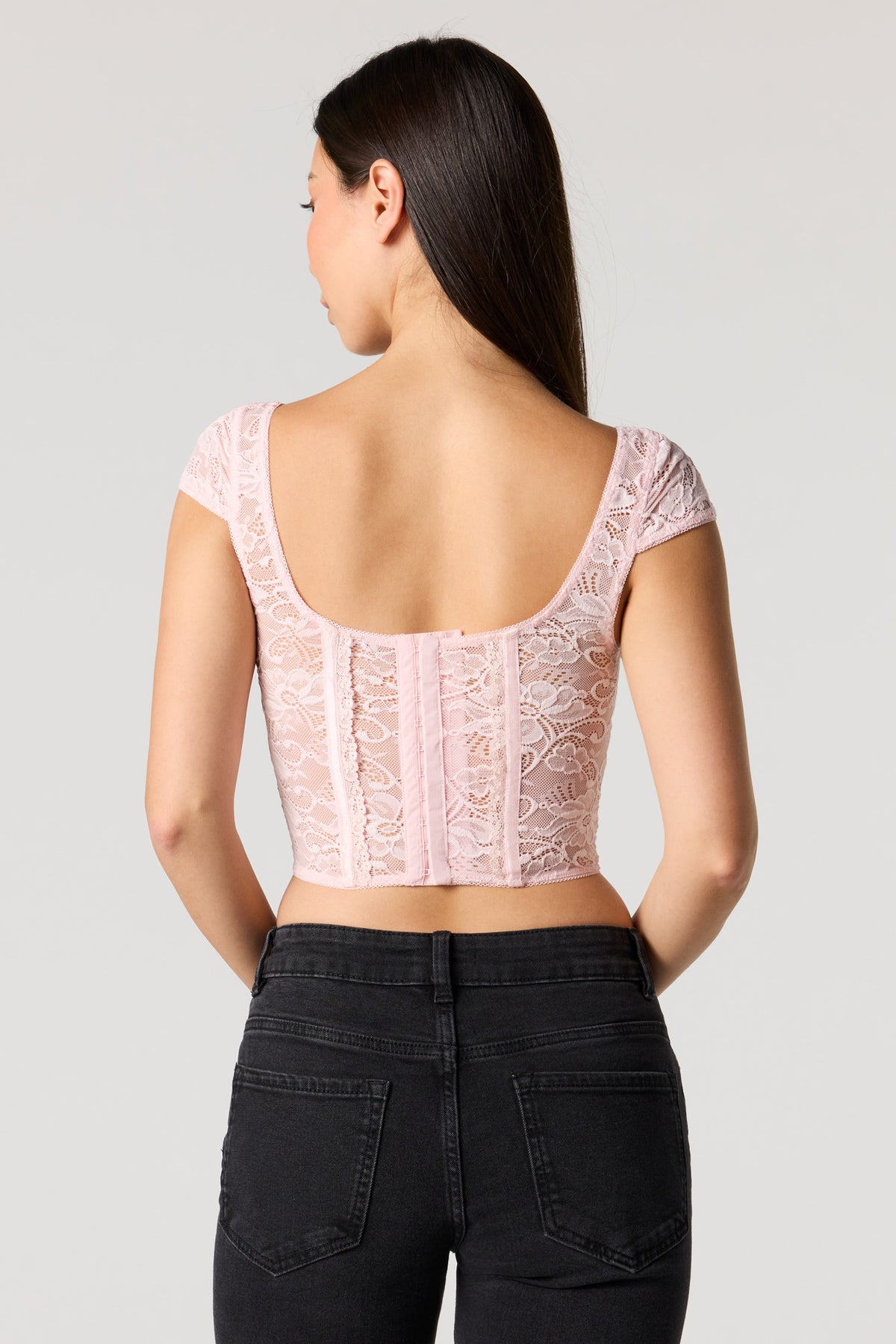 Alt View 2. Lace Corset Top - Pink