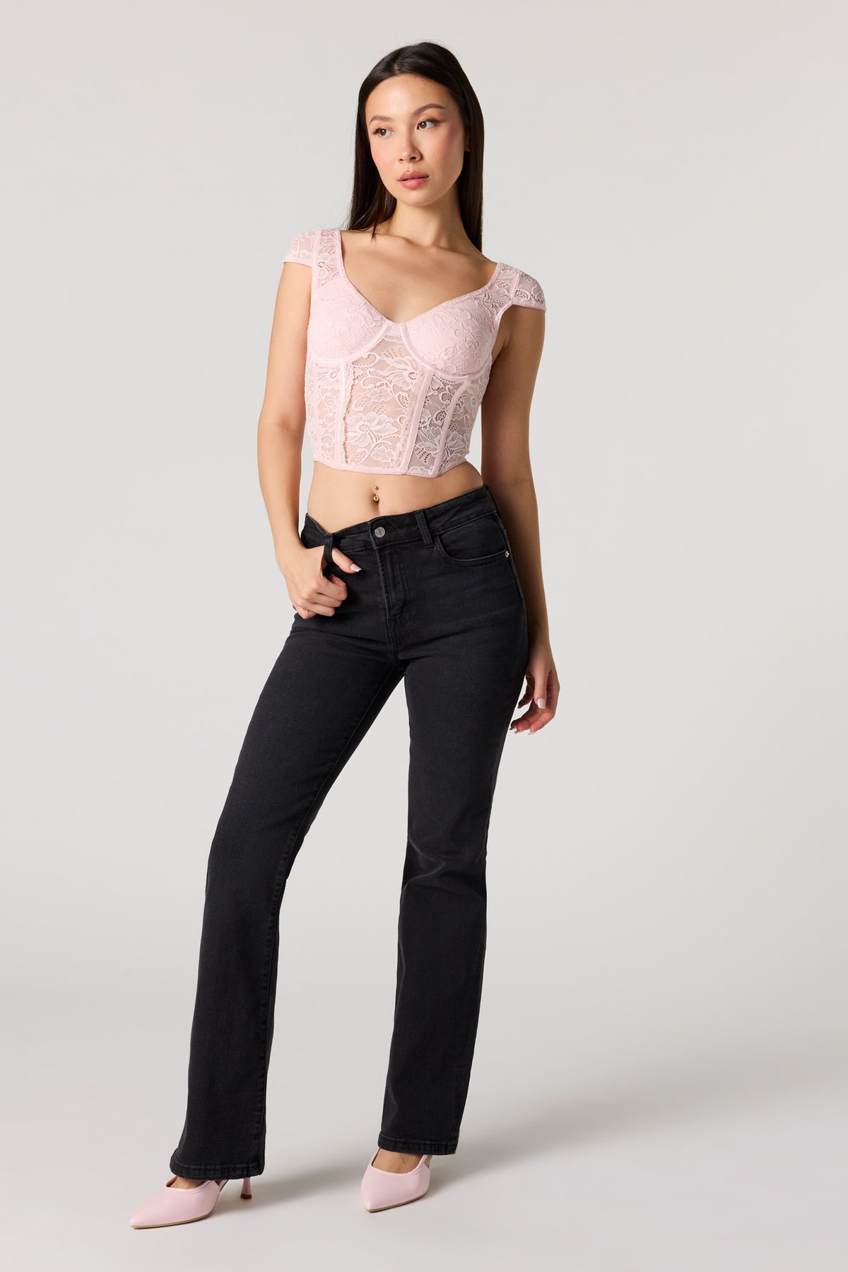 Alt View 3. Lace Corset Top - Pink