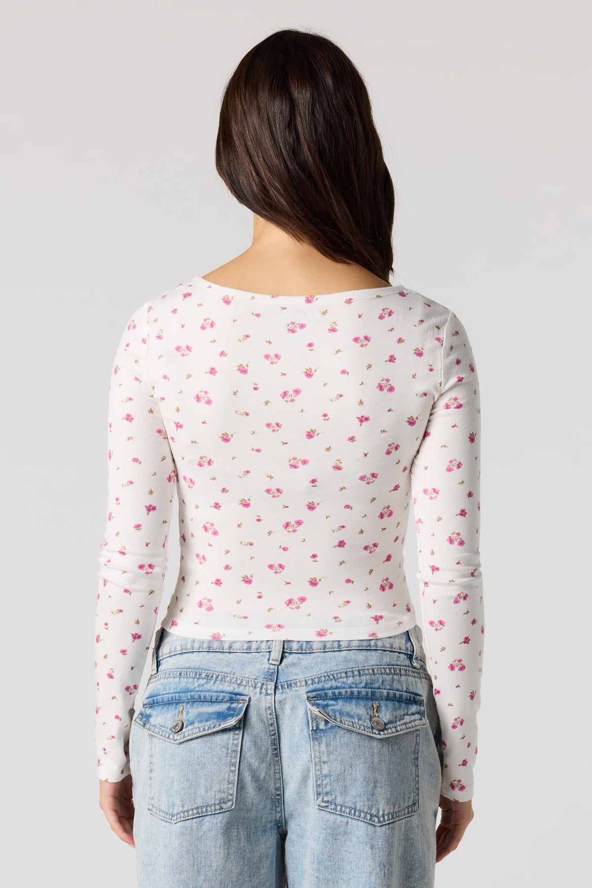 Alt View 2. Ribbed Ribbon Bow Long Sleeve Top - Ivory