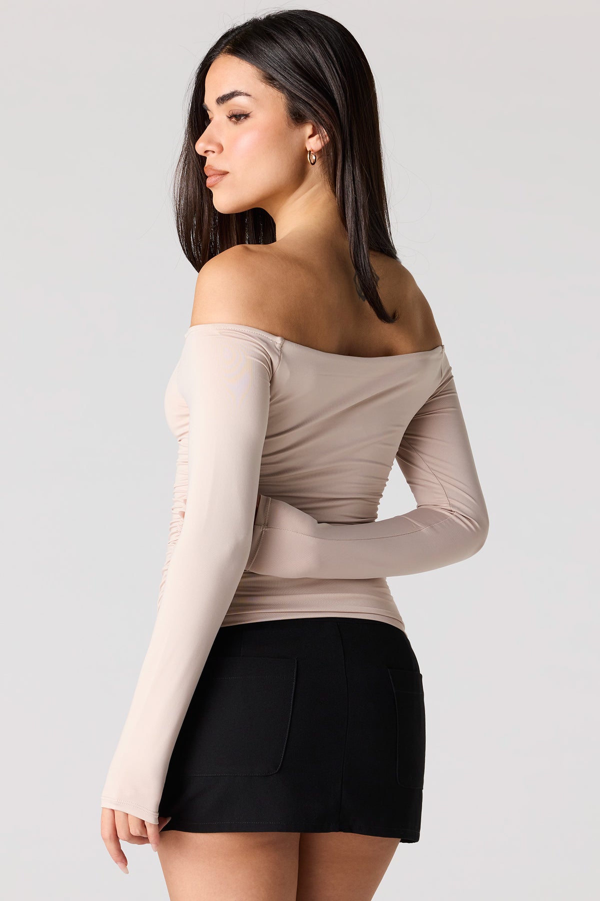 Alt View 2. Contour Metal Accent Off Shoulder Top - Tan