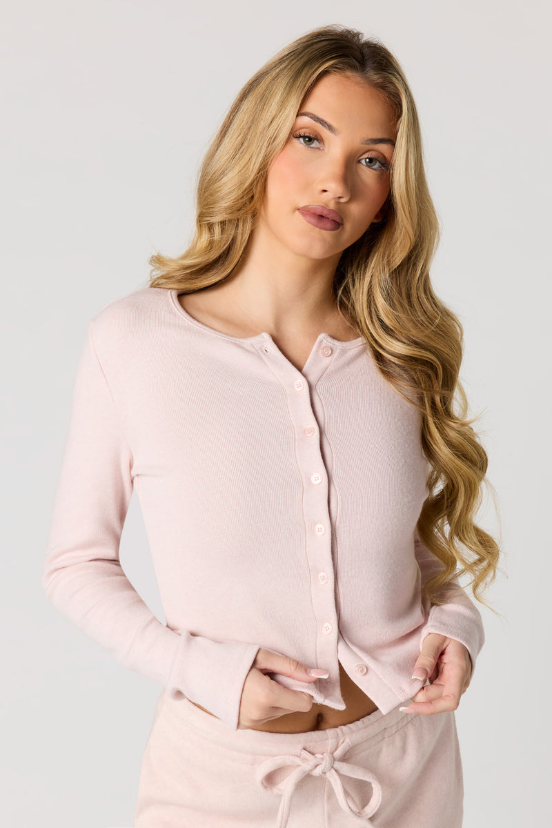 Ribbed Button-Up Cardigan