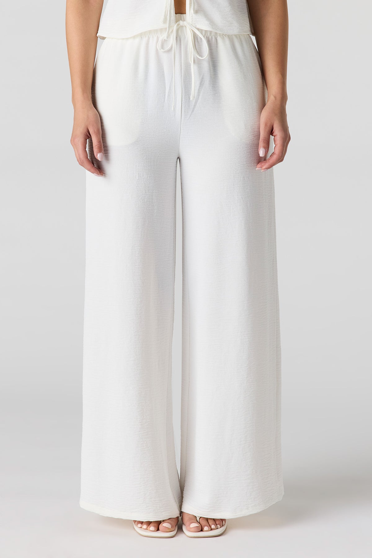 Alt View 2. Flowy Drawstring Pant - White