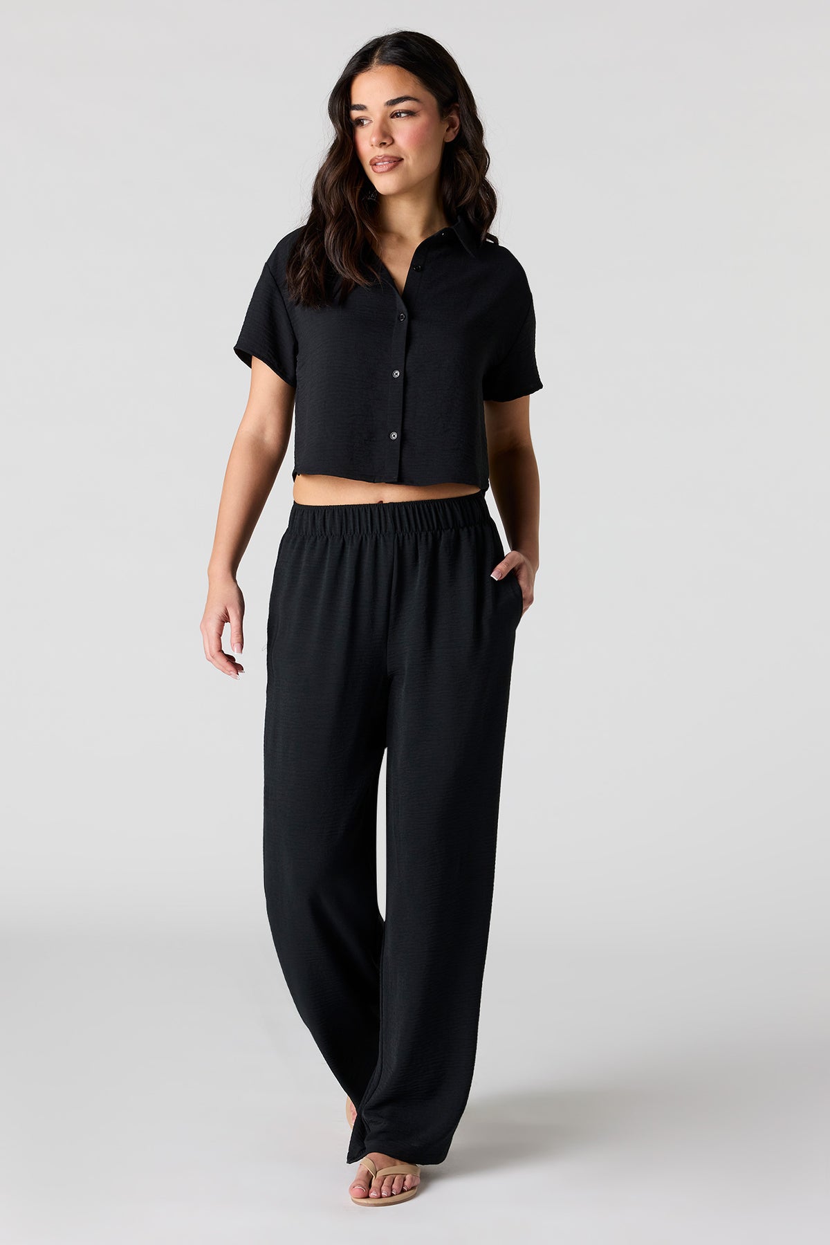 Flowy  Wide Leg Pant - Black