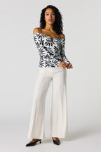 High Rise Exposed Seam Wide Leg Pant
