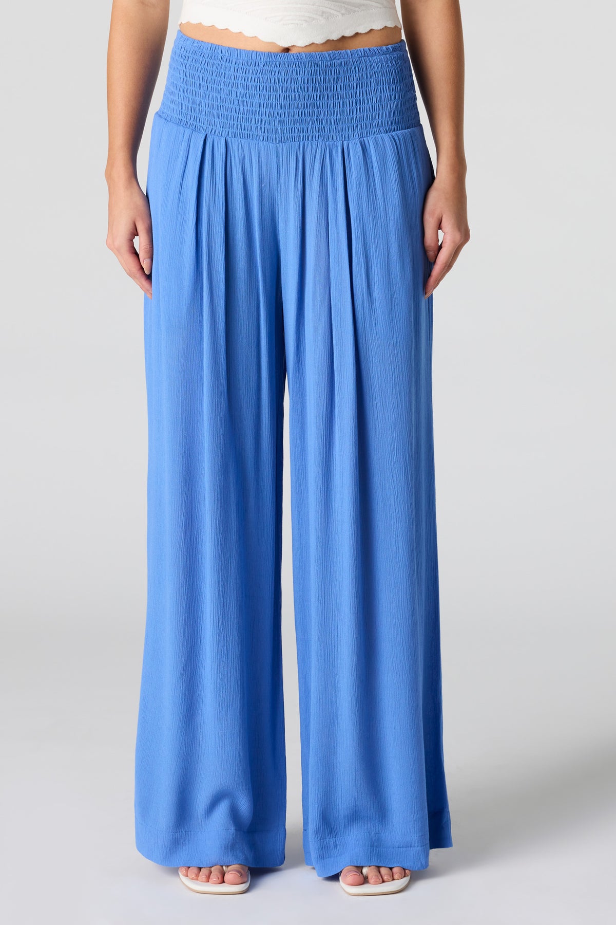 Alt View 2. Smocked Waist Wide Leg Pant - Light Blue
